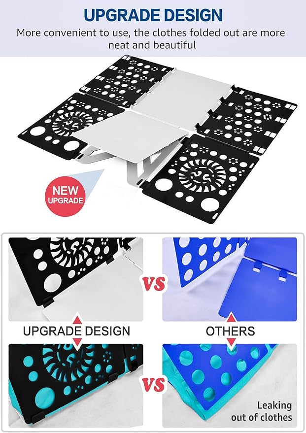 BoxLegend Version 3 Shirt Folding Board T Shirt Clothes Folder Durable Plastic Laundry Folders Folding Boards Helper Tool for Adults and Children (Black&White)