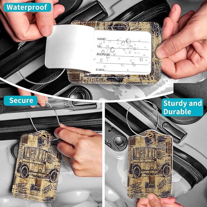 Fishent Luggage Tag, 3 Pack Travel Cruise Luggage Tags for Suitcases, Cute Suitcase Tags Identifiers Bag Tags with Privacy Flap, Baggage Name Tag for Women Men Luggage Backpack Handbag School Bag