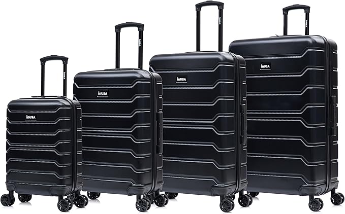 InUSA TREND Luggage with Spinner Wheels | Durable Lightweight Hardside Suitcase, Travel Sets with Handle and Trolley | (20in, 24in, 28in, 32in) 4 Piece Set | Black