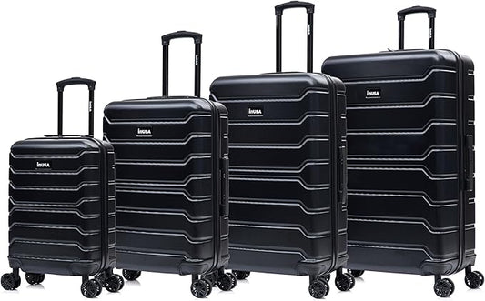 InUSA TREND Luggage with Spinner Wheels | Durable Lightweight Hardside Suitcase, Travel Sets with Handle and Trolley | (20in, 24in, 28in, 32in) 4 Piece Set | Black