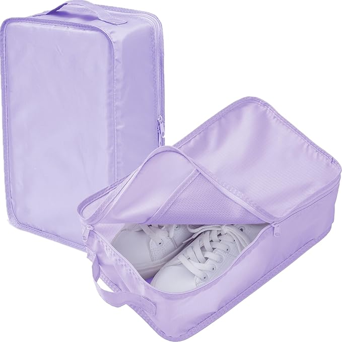 tianzong Travel Shoe Bag with Handle Holds 2 Pairs of Shoes, Shoe Packing Cubes for Travel (Purple, 2 Pack)