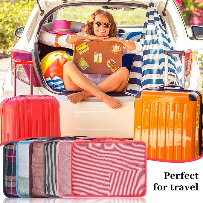 Tudomro 12 Pcs Large Packing Cubes Luggage Organizers for Suitcase Mesh Travel Organizer Bags Travel Packing Organizers for Traveling Camping Hiking