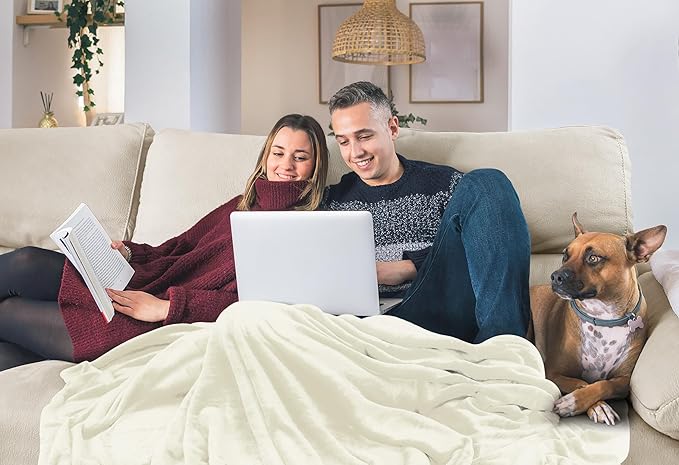 Utopia Bedding Fleece Blanket Twin Size Ivory (60x80 Inches) Ultra Soft Warm Lightweight Microfiber Breathable Anti-Static Cozy Winter Bed Blanket, All-Season Home Decor Gift for Men & Women
