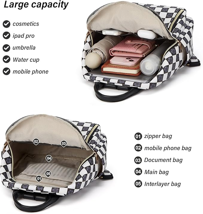 Makes Mini Backpack for Women, Stylish Daypack Purse Handbag Small Casual Daily Travel Bag, Lady Girls Gifts for Work School, 2pcs Sets