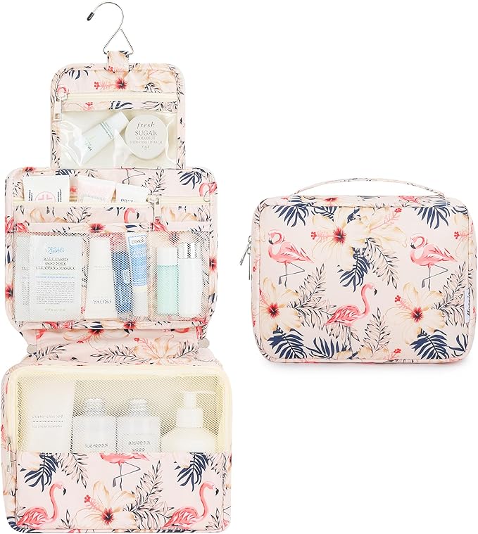 Mossio Hanging Toiletry Bag with Sturdy Hook - Large Portable Cosmetic Makeup Travel Organizer for Men & Women