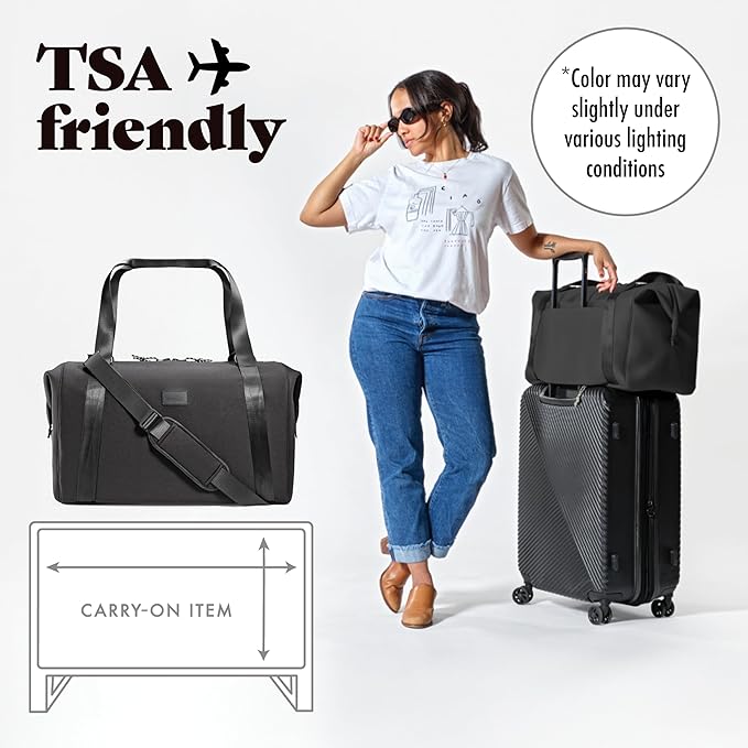 Fit & Fresh Neoprene Weekender Bag for Women – Carry-On Friendly Travel Duffel with Expandable Sides, Trolley Sleeve & Pockets – Lightweight, Water-Resistant Overnight Bag for Weekend Trips + Gym