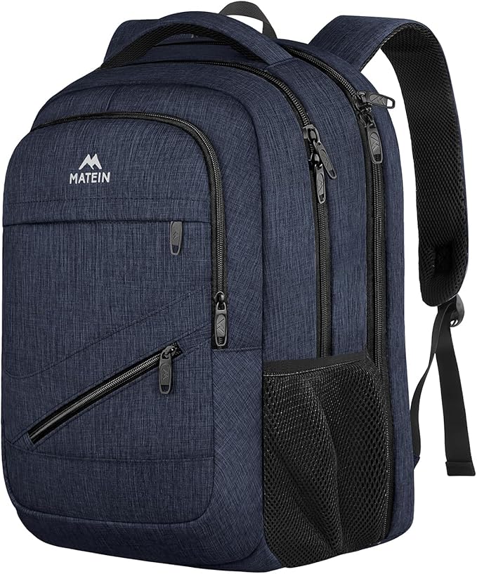 MATEIN Extra Large Laptop Backpack for Men, 50 L Travel Carry On TSA Approved Backpack with Trolley Sleeve, Waterproof Business Work Bag Fits 18.4 Inch Computer Notebook, Dark Blue