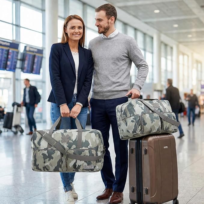 Lucky Travel Duffel Bags 85L, Gym Bag, Travel Bag & Large Duffle Bag for Men, Foldable Overnight Weekender Bags for Women & Men with Adjustable Shoulder Strap, Camo