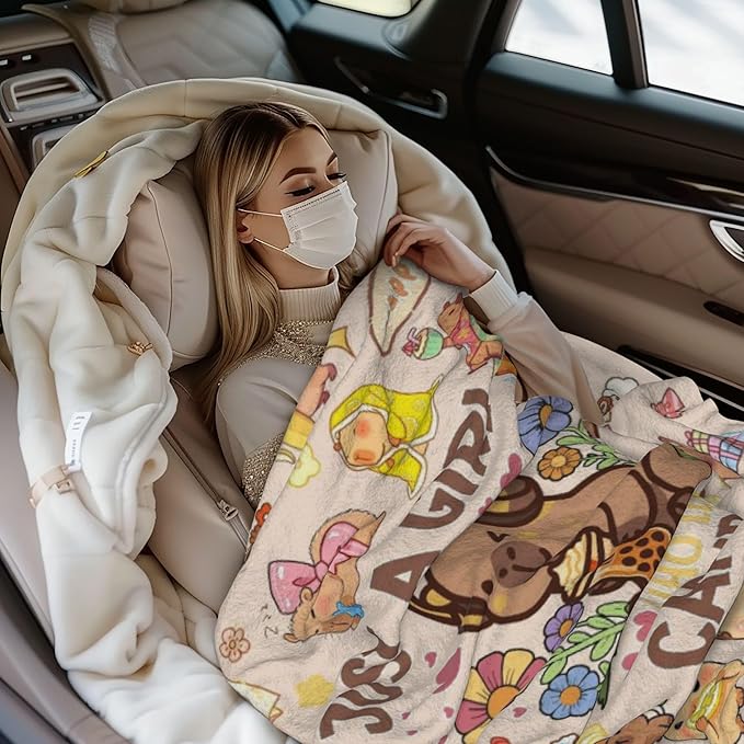 Capybara Gifts Blanket for Kids Girls Boys Adults Animals Lovers, Flanne Throw Blanket, Soft Cozy, Warmth, Fluffy Fuzzy Blankets for Couch, Bed, Travel, Living Room, Home, Decor (Capybara, 80"x60")