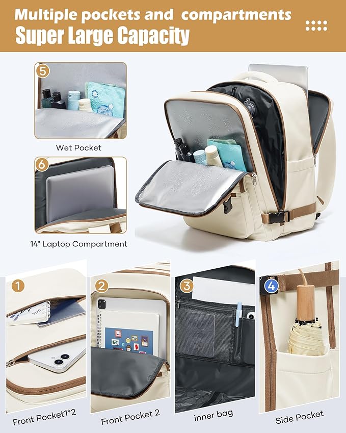 Vacuum Backpack Travel with Pump,Vacuum Sealed Backpack,Travel Backpack with Vacuum System,40x30x20 Airbag Travel,Laptop Vacpack Backpacks Bag Airline Flight Approved,Beige