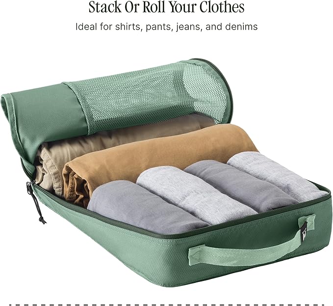 Eagle Creek Pack-It Reveal Cube - Lightweight Packing Cubes for Optimizing Luggage Space - Easy to Carry - Mesh Fabric - Water-Resistant - Easy Grab Zipper - Medium - Willow Green