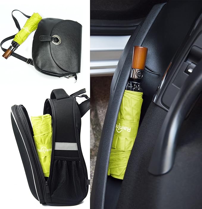 Raintrend Windproof Travel Umbrellas for Rain Automatic +10% Bigger Canopy Strong Frame Compact Folding Portable Umbrella for Women Men Backpack Purse
