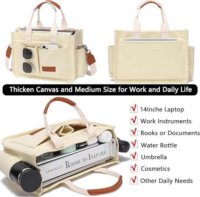 ZHMO Canvas Tote Bag for Women,Women's Bags Crossbody Bags Work Laptop Tote Bag Large Handbags Purse for Travel Nurse Teacher