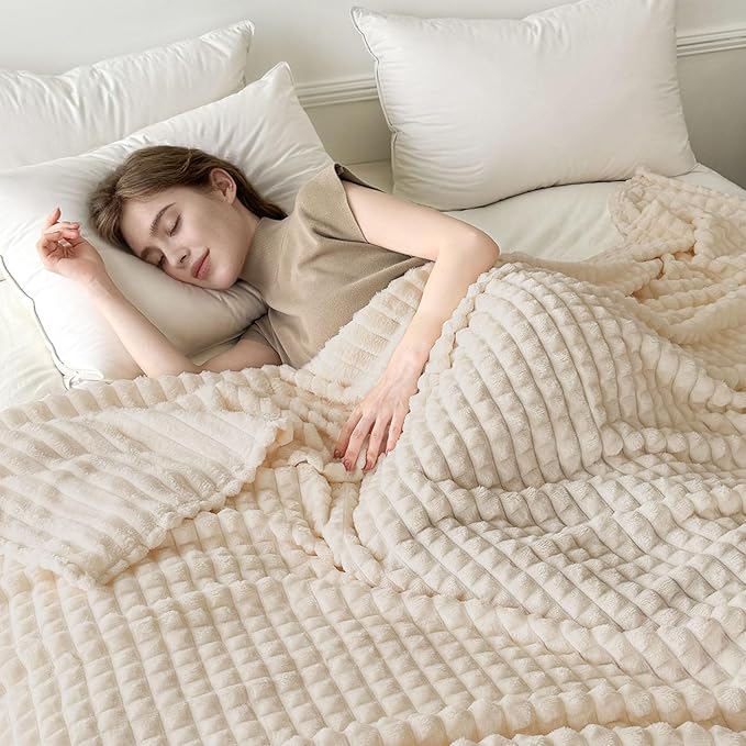 Ultra Soft Jacquard Sherpa Throw Blanket, Lightweight Yet Cozy, Versatile Couch and Travel Blanket, Checker Pattern, Multiple Sizes and Colors, Easy-Care and Durable,50x60 Inches