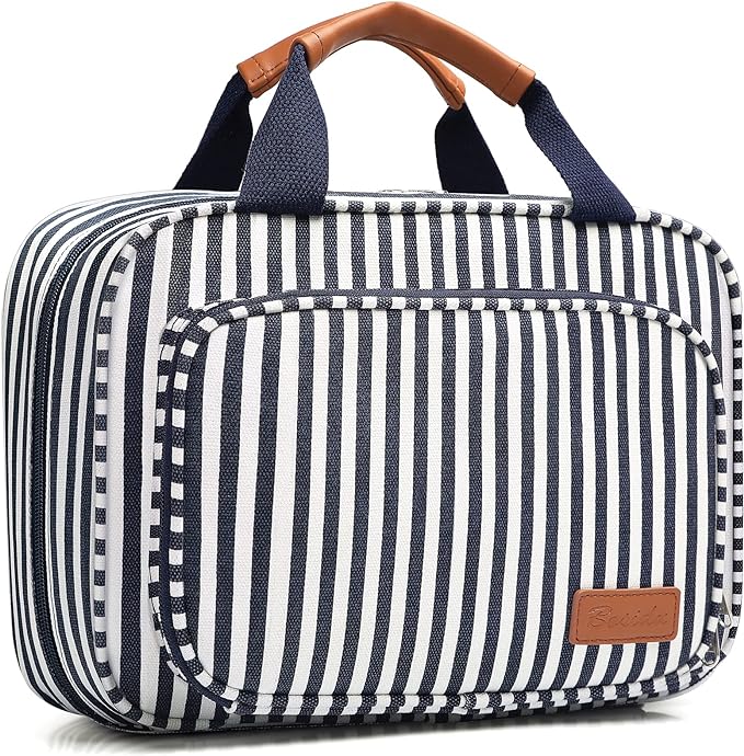 Bosidu Hanging Travel Toiletry Bag,Large Capacity Cosmetic Travel Toiletry Organizer for Women with 4 Compartments & 1 Sturdy Hook,Perfect for Travel/Daily Use/Christmas
