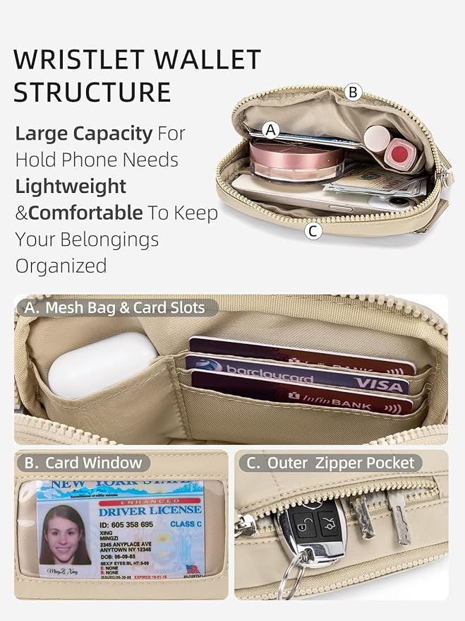 WESTBRONCO Wristlet Wallets for Women – RFID Blocking Quilted Nylon Phone Wallet, Card Holder Purse for Travel & Everyday Use