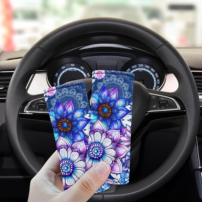 BIGCARJOB Purple Hippie Lotus Luggage Handle Wrap Set for Suitcase 2 Pieces Suitcase Identifier Protective Cover Trolley Case Grip Travel Luggage Accessories Door Handle