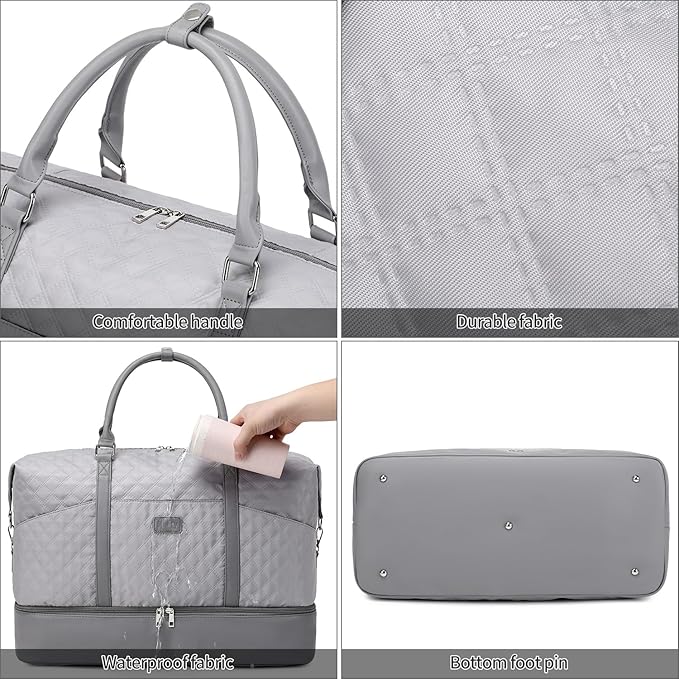 Weekender Bag, Large Travel Duffel Bag for Women, Carry on Overnight Bag with Shoe Compartment and Toiletry Bags