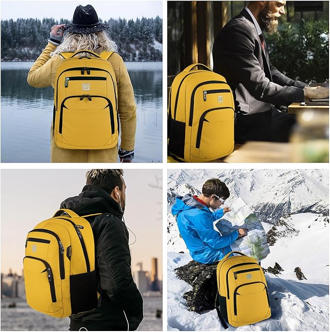 Volher Laptop Backpack,Business Travel Anti Theft Slim Durable Laptops Backpack,Water Resistant College Computer Bag for Women & Men Fits 15.6 Inch Laptop and Notebook-Yellow