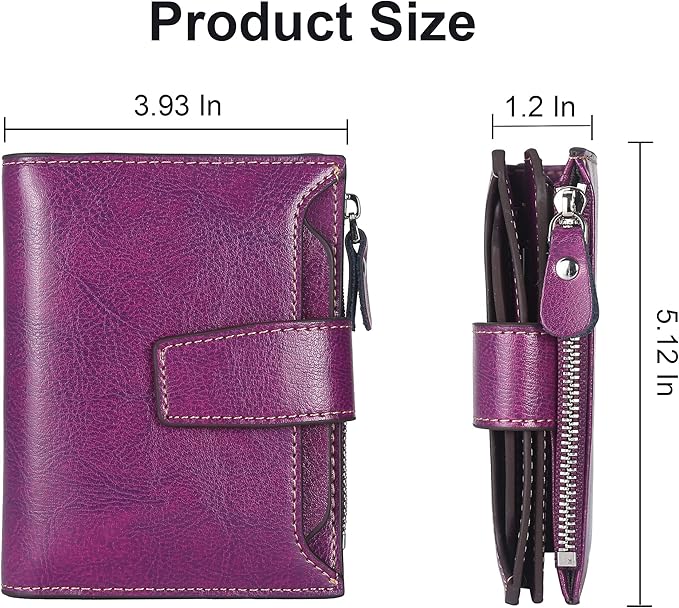 Lavemi Small Compact Women Wallet RFID Blocking Genuine Leather Bifold Purse with ID Windows