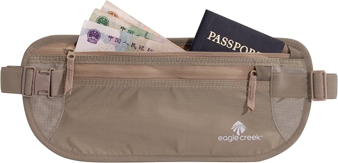 Eagle Creek Undercover Hidden Pocket - Travel Money Belt Deluxe for Men and Women, Khaki_DLX