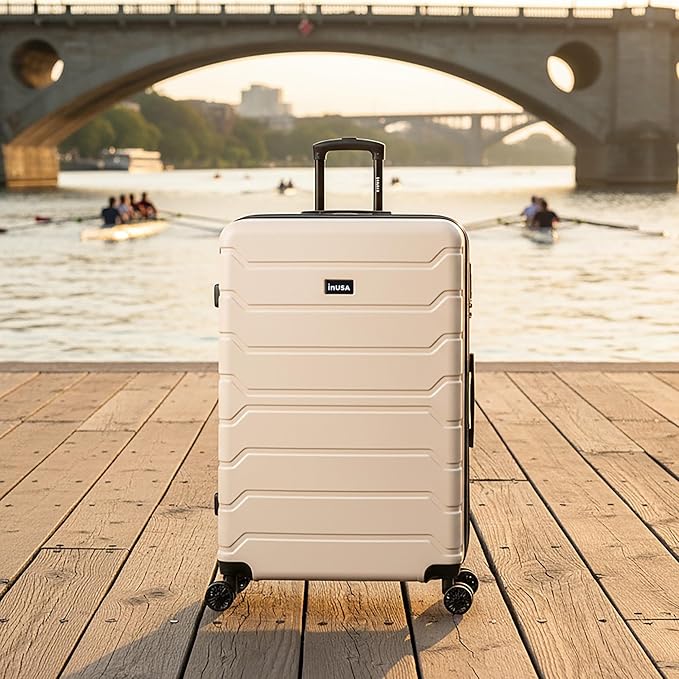 InUSA TREND Luggage with Spinner Wheels | Durable lightweight Hardside Suitcase, Travel Bag with Handle and Trolley | 32-inch Extra-Large Checked luggage | Sand