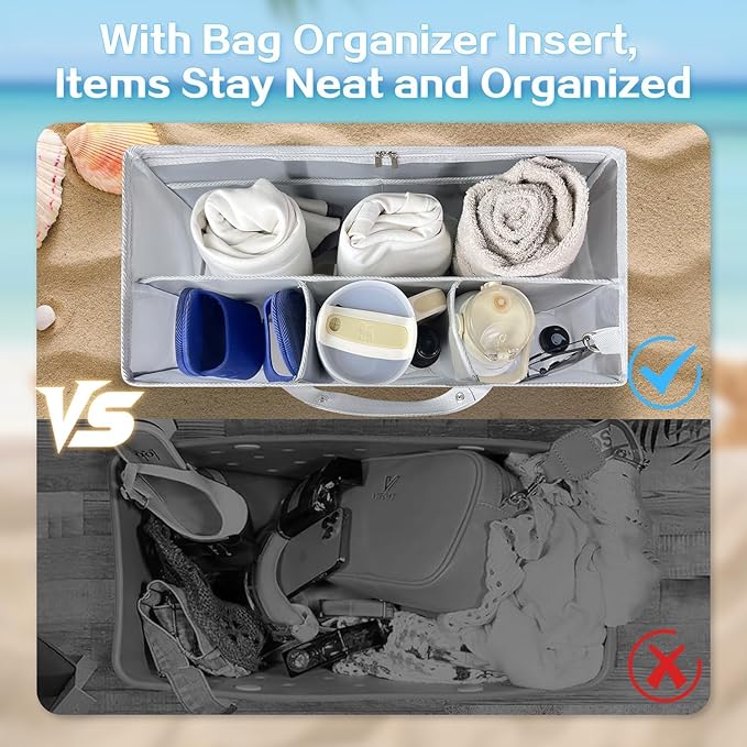 XYFuuee Beach Bag Organizer Inserts for X Large Bogg Bag Accessories, Original XL Lightweight Mesh Insert Divider Pouch, Organizing Rubber Tote Bags, Save Storage Space (Gray) | Accessories, Original XL, Lightweight, Divider Pouch, Organizing, Save Sto...