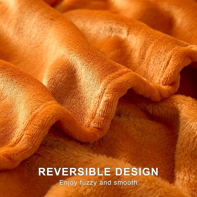 Hansleep Fleece Orange Twin Blanket, Super Soft Flannel Fuzzy Plush Cozy Blanket for All Seasons, Orange, Twin 60x80 Inches