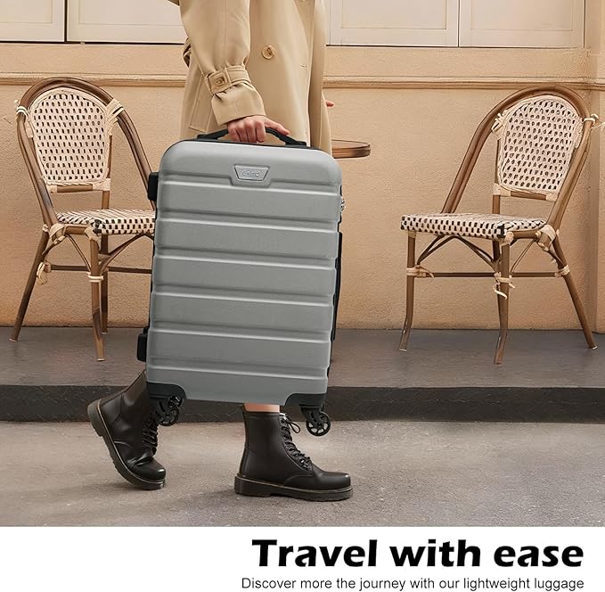Coolife Luggage 3 Piece Set, Lightweight Durable Hardshell Suitcase set with 360° Spinner Wheels, TSA-approved Lock, Checked Family Travel Luggage sets, 20/24/28 Inch, Silver