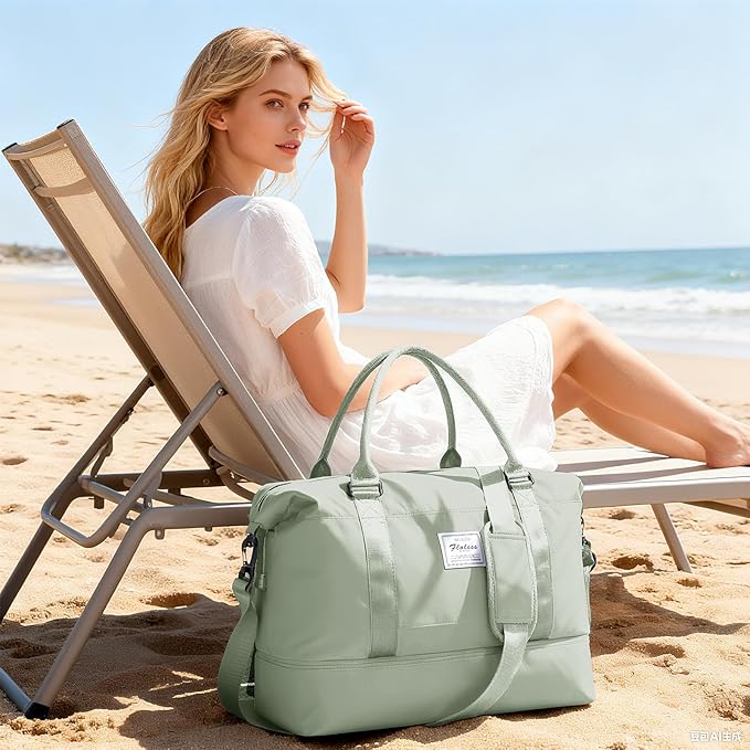 Travel Duffel Bag, Sports Tote Gym Bag, Shoulder Weekender Overnight Bag for Women