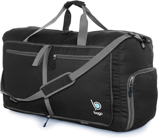Bago Medium Duffle Bag for Travel Women & Men. Durable Lightweight Foldable Travel Duffel Bags For Traveling Women. 60L Duffle Bags For Overnight Bag With Shoe Compartment Collapsible Weekender duffel