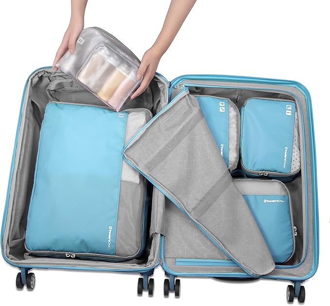 Traveler's Choice Cloverland Packing Cubes, 5-Piece Set, Light Blue