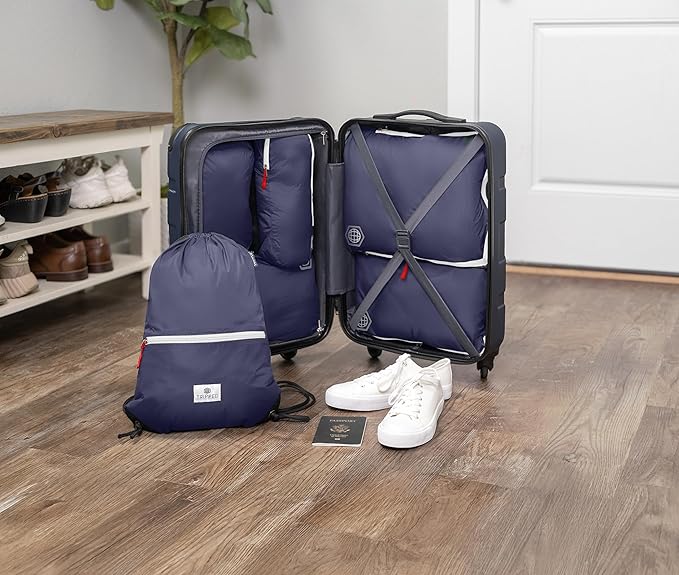 Extra Large Compression Packing Cube 6 Piece Set for Travel and Check Luggage by TRIPPED Travel Gear