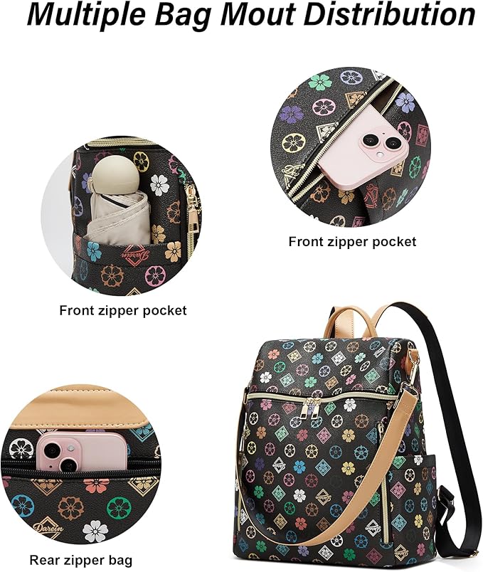 Makes Backpack Purse for Women PU Leather Travel Satchel Handbag Convertible Design Bag with Purse