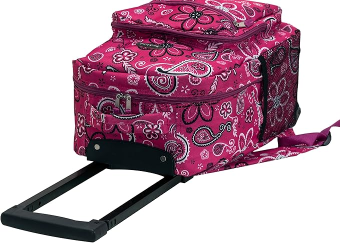Rockland Double Handle Rolling Backpack, Bandana, 17"