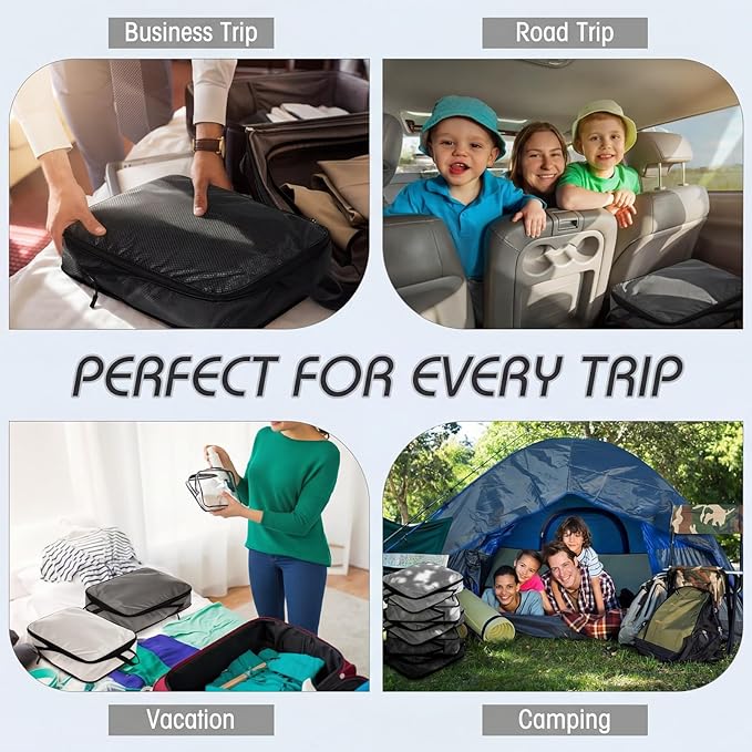 5 Pack Compression Packing Cubes for Travel Space Saving Cubes Luggage Organizer for Suitcase(Mixed Gray,L)