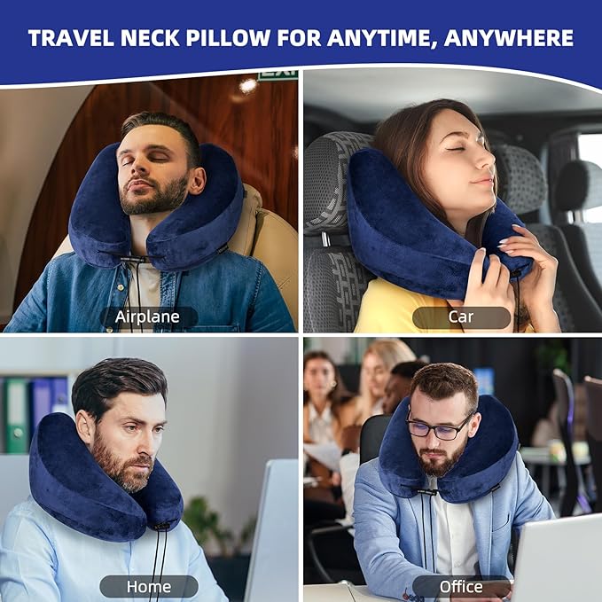 Rewondah Inflatable Travel Pillow, H-Shape Inflatable Neck Pillow for Traveling on Plane, Washable Cover Travel Pillow Airplane Pillow for Neck Support, Blow up Neck Pillows for Air Travel