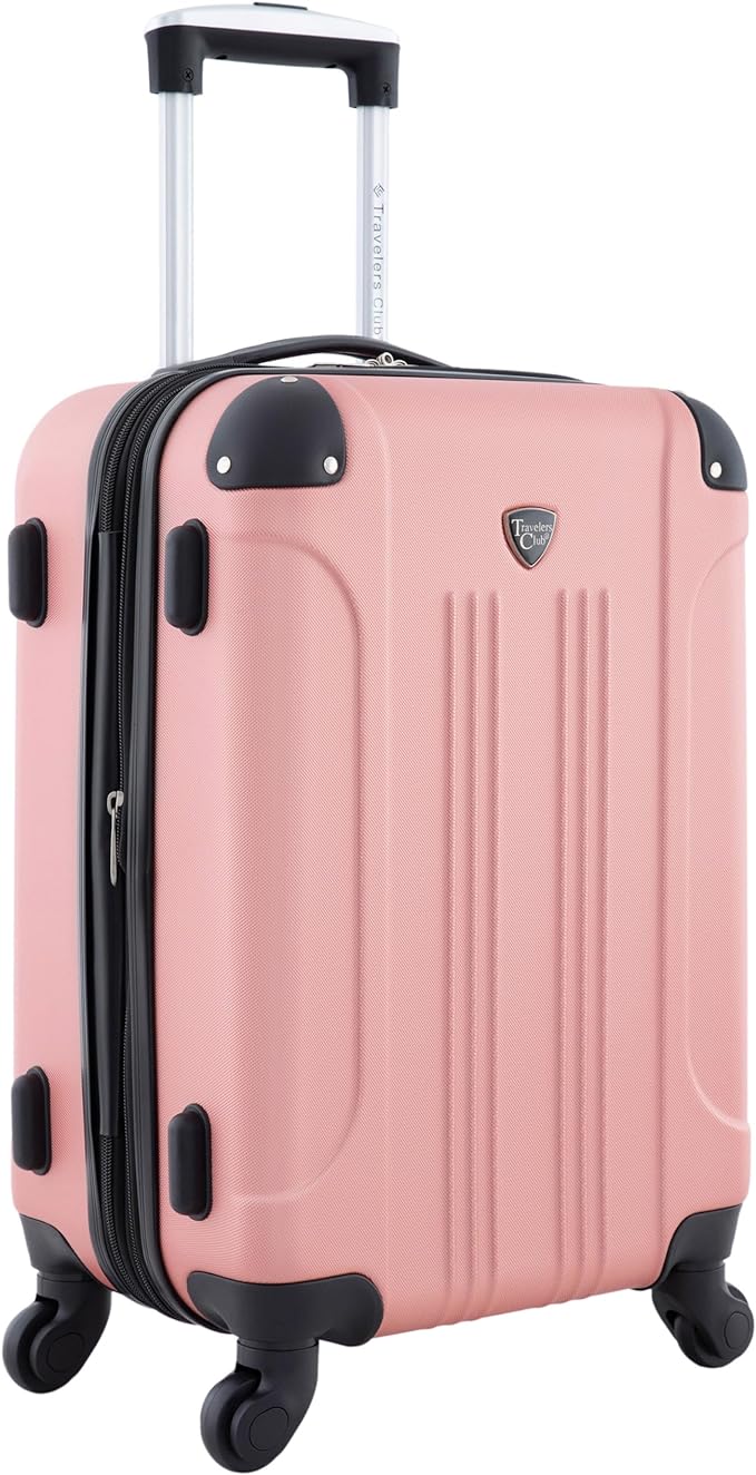 Travelers Club Chicago Hardside Expandable Spinner Luggage, Rose Gold, 22" Carry-On