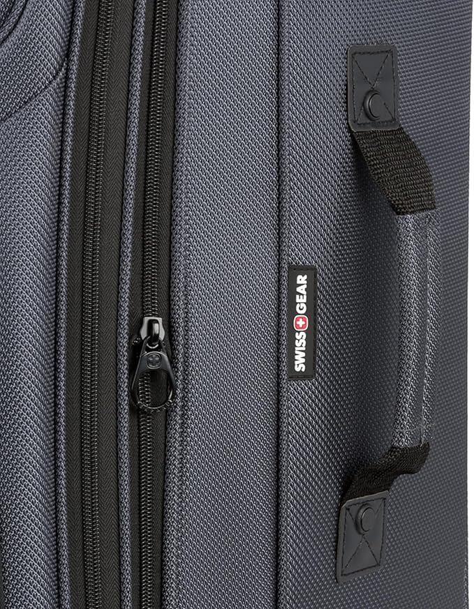 SWISSGEAR Sion Softside Expandable Spinner Luggage Durable Lightweight Travel Suitcase, Dark Grey, Checked-Large 29-Inch
