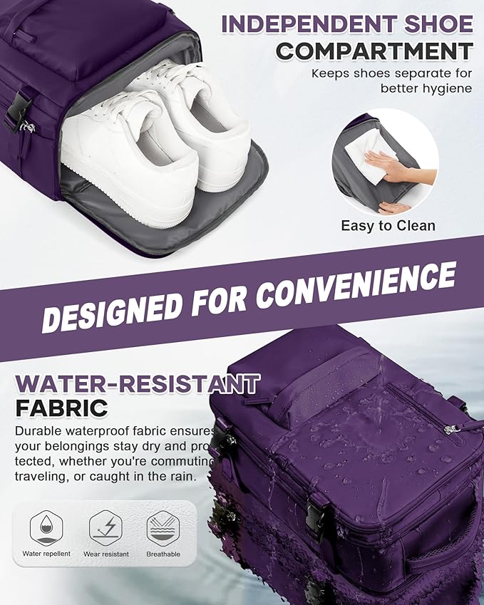 WONHOX Large Travel Backpack Carry on Flight Approved Laptop Work Business Backpack for Women Men Mochila de Viaje