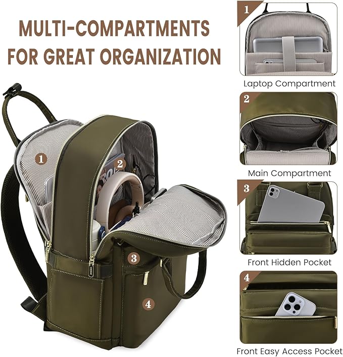 LOVEVOOK Laptop Backpack for Women 15.6 Inch Laptop Bag with USB Port, Fashion Waterproof Backpacks Teacher Nurse Stylish Travel Bags Vintage Daypacks for College Work