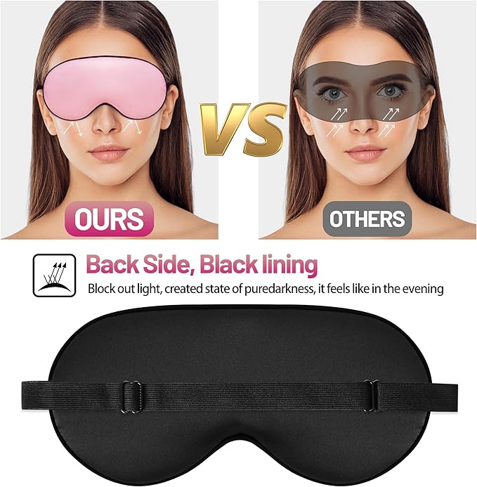 Sleep Mask, Silk Eye Mask for Sleeping with Adjustable Strap, Blindfold Eyeshade for Men & Women, Comfortable & Soft Eye Cover Eyeshade for Night Sleep (Rose Pink)
