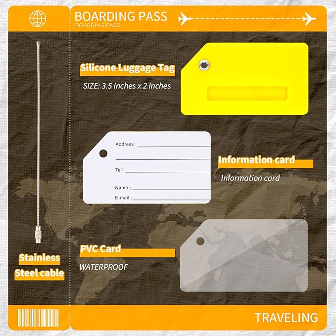 Sanwuta 8 Pcs Luggage Handle Wrap Tags Neoprene Suitcases Handle Wraps Silicone Luggage Identifiers Travel(Yellow)