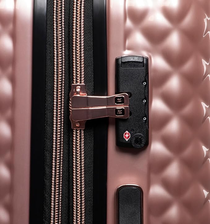 It Luggage Glitzy 21" Hardside Carry-On 8 Wheel Expandable Spinner, Metallic Rose Gold