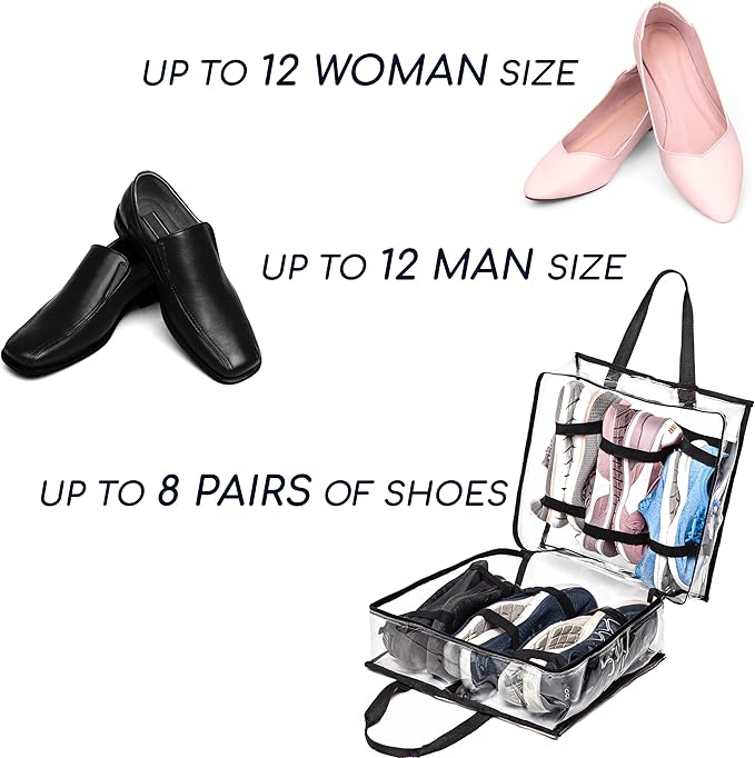 Shoe Travel Bag for Shoes - Travel Shoe Organizer - Portable Luggage Shoes Carrier Sneaker Bag - Shoe Storage Case