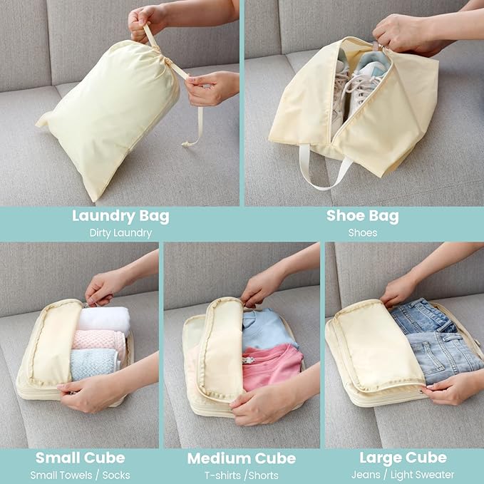 Cambond Compression Packing Cubes for Travel - Lightweight Expandable Travel Bags Luggage Organizers Travel Essentials Compression Cubes for Travel Space Saver for Carry on Suitcases Organizer