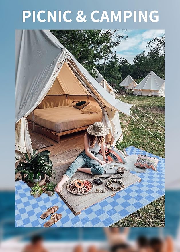 Antfuny Giant Beach Towel Blanket Autumn Outing Stuff for Women & Men Road Trip Camping Gear Ship Cruise Gear Must Haves Extra Large XXL Blue Plain Pattern Airplane Accessories Travel Gadgets