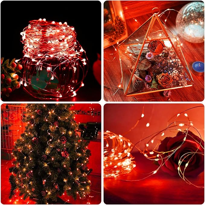 24 Pack Orange Fairy Lights Battery Operated, 7ft 20 LED Mini String Twinkle Lights for Christmas Halloween Mason Jars Centerpiece Table Decorations (24, Orange)