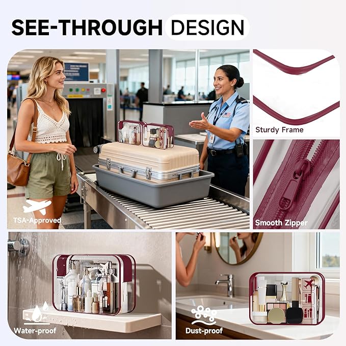 11 Set Packing Cubes for Travel, Gifts for Women Mom Kids, TSA Approved Bags for Makeup, Cosmetic, Toiletry, Suitcase Organizers for Checked Luggage, Cruise Essentials,Airplane Accessories, Burgundy