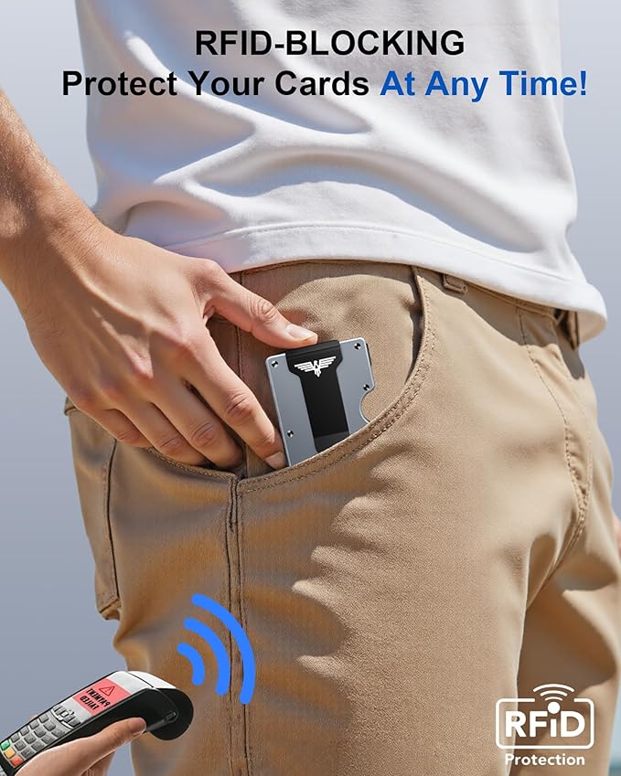 Upgraded Hinged Minimalist Wallet for Men | Slim Metal RFID Blocking Wallet | Credit Card Holder & Money Clip Holds 20 Cards | Premium Scratch-Resistant Finish | Ideal Gift for Men(AirTag Compatible)